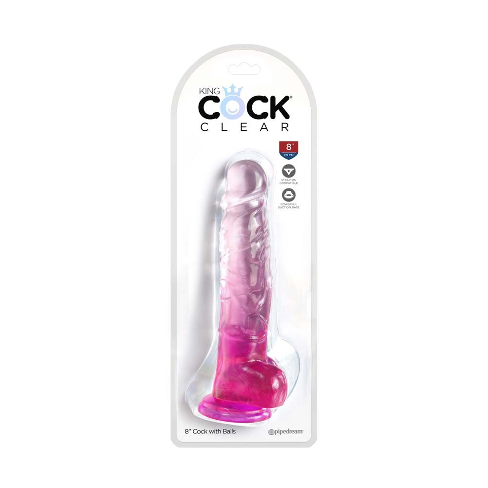 Pipedream King Cock Clear 8 Inch Cock Suction Cup Dildo with Balls