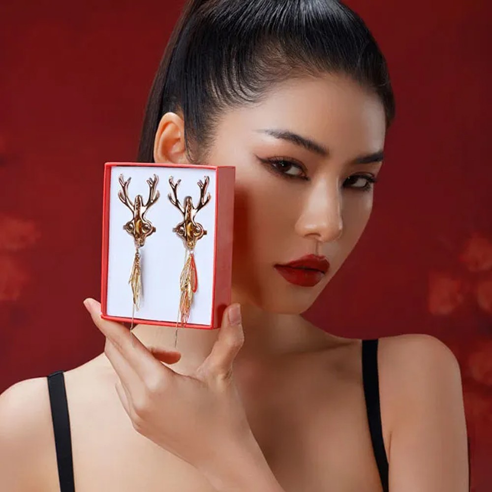 LOCKINK Sevanda Stag Adjustable Nipple Clamps & Earrings