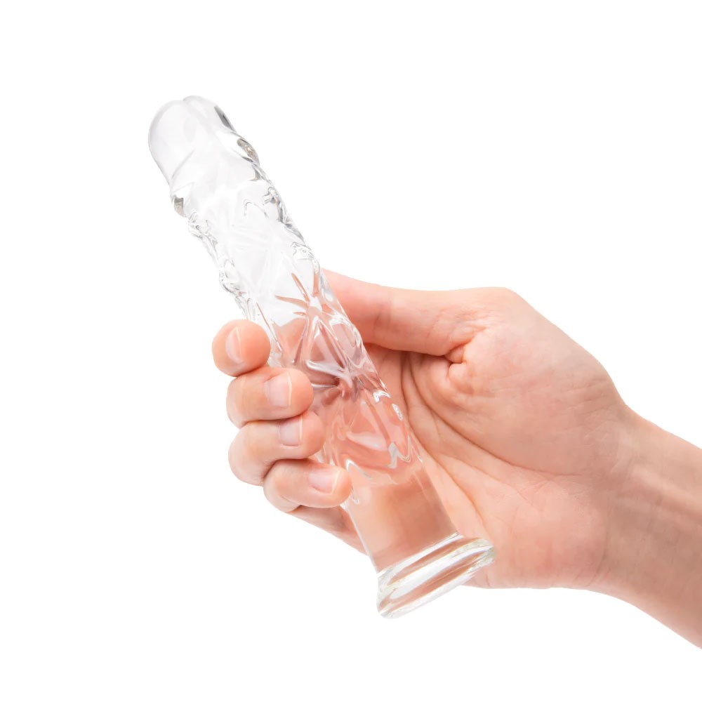 Glas 6 Inch Textured Glass Realistic Dildo