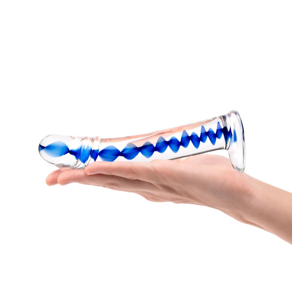 Glas 6 Inch Blue Wave Curved Realistic Glass Anal Dildo