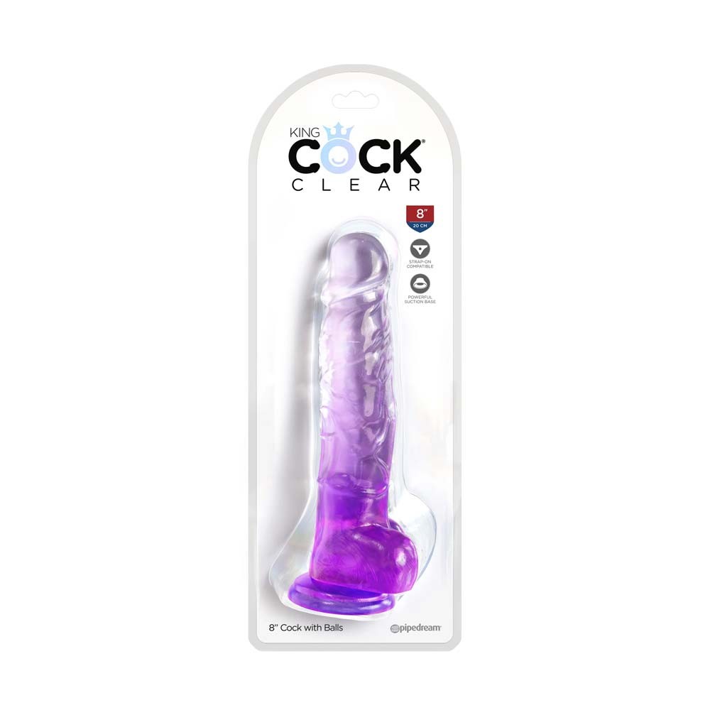 Pipedream King Cock Clear 8 Inch Cock Suction Cup Dildo with Balls