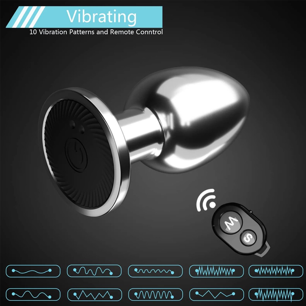 LOCKINK Remote Control Vibrating Metal Butt Plug