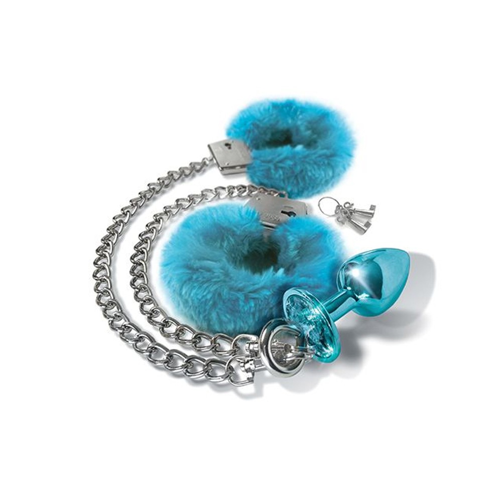 NIXIE Metal Butt Plug and Furry Handcuff Set