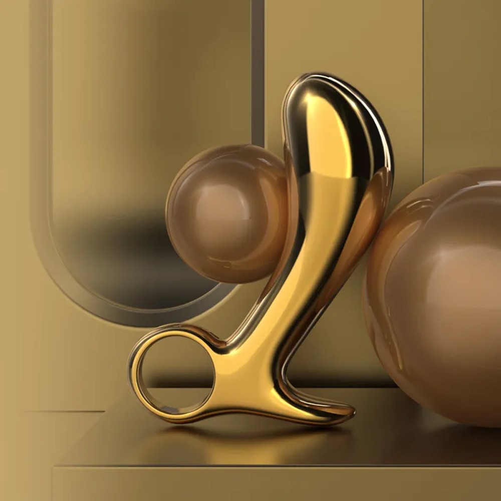 LOCKINK Stainless Steel Gold Plated Butt Plug Anal Massager