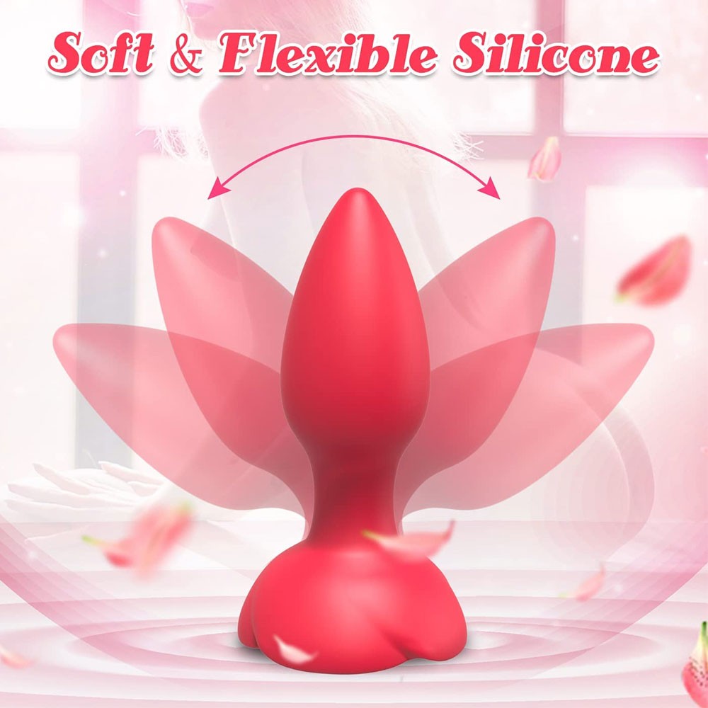 Vibrating Rose Butt Plug with Remote Control s