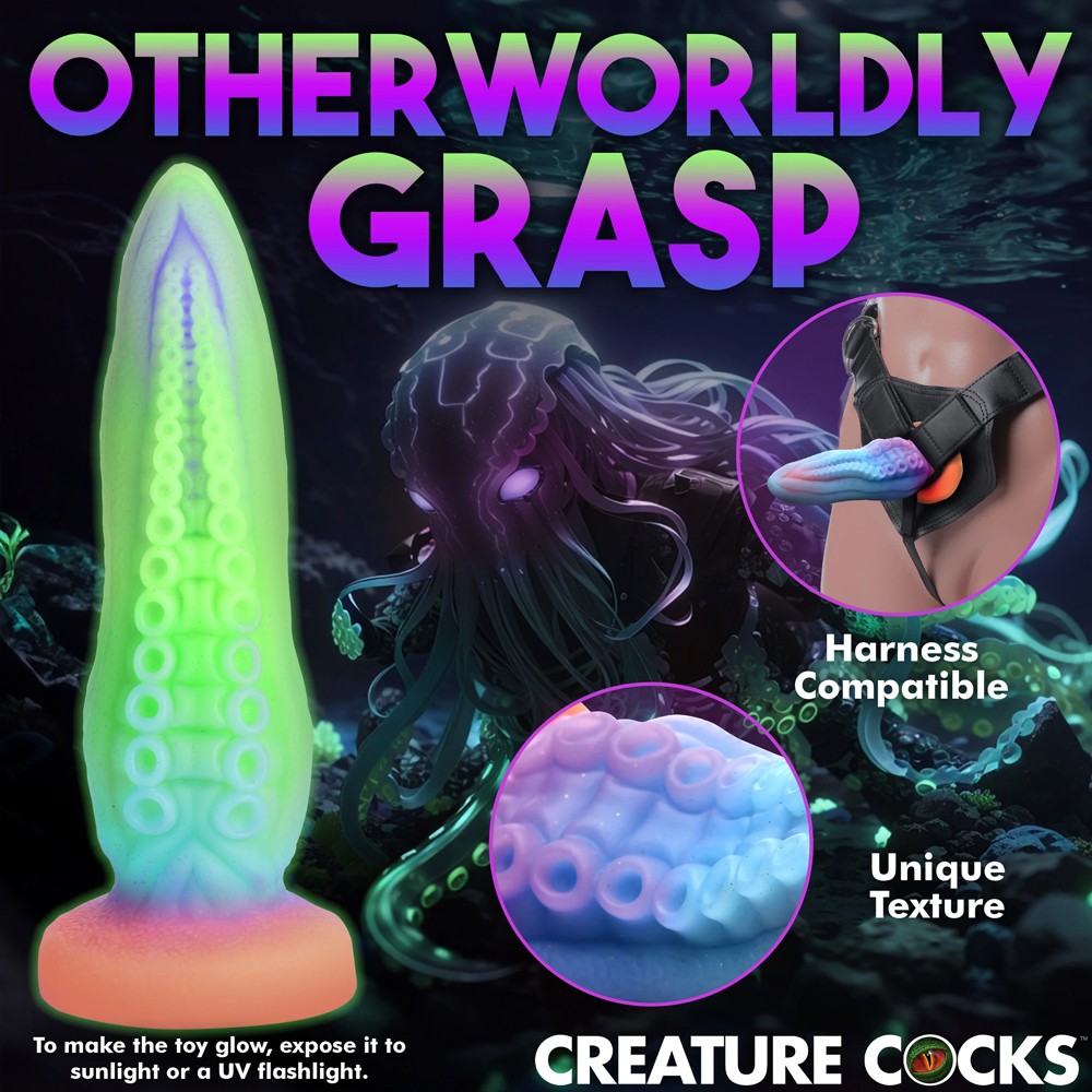 XR Brands Tenta Cock Glow in the Dark Silicone Dildo