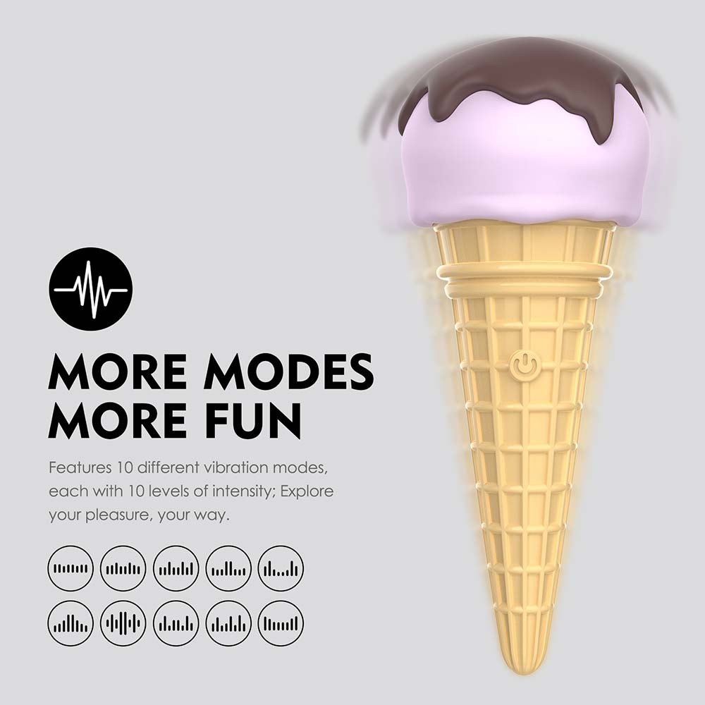 AV Wand Massager Ice Cream Shaped with 10 Vibration Modes