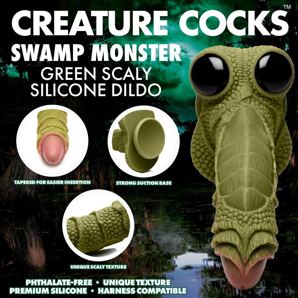 Creature Cocks - Swamp Monster Green Scaly Silicone Dildo s