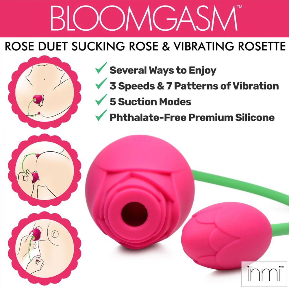 Bloomgasm Rose Duet Sucking & Vibrating Silicone Duo sss