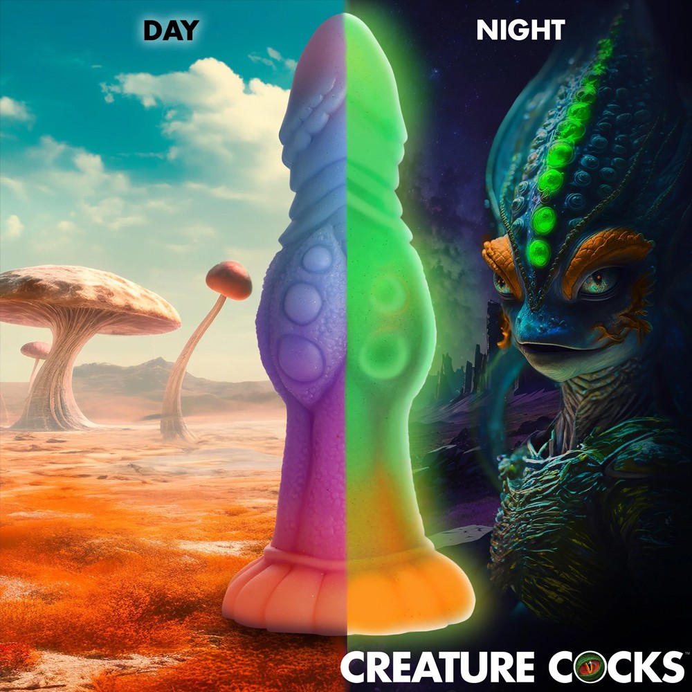 XR Brands Galactic Cock Alien Creature Glow-In-The-Dark Silicone Dildo