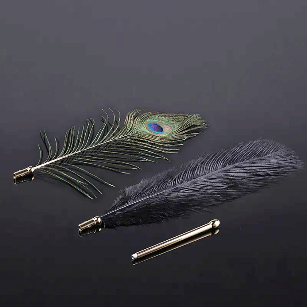 LOCKINK Sevanda Dual Natural Peacock Flirting Feather Tickler Wand