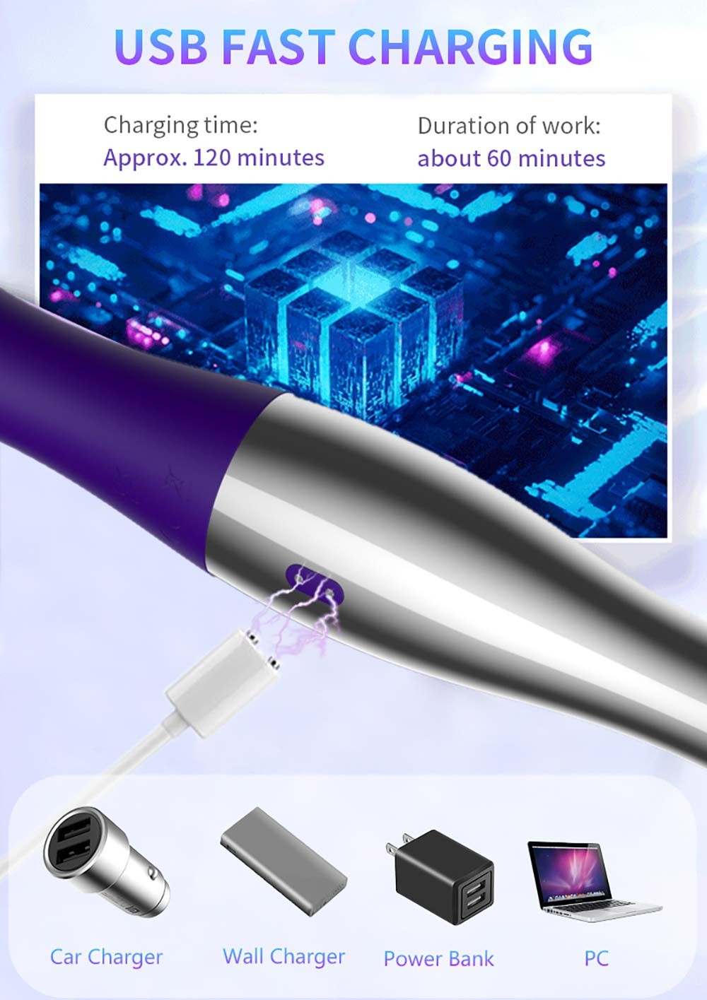 Wand vibrator with heating function magnetic charging1234