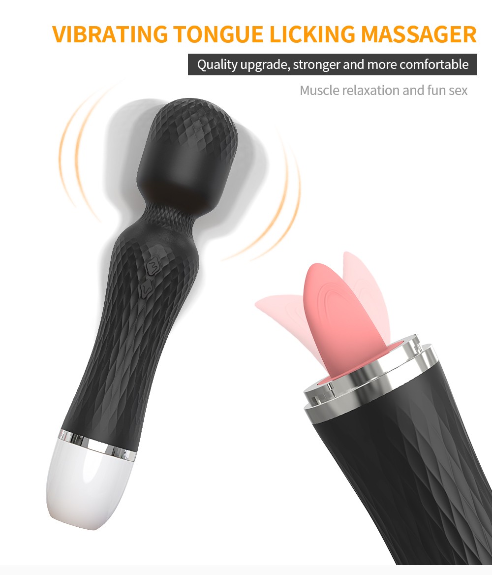 AV Wand with Tongue Licking Double Ended Vibrator