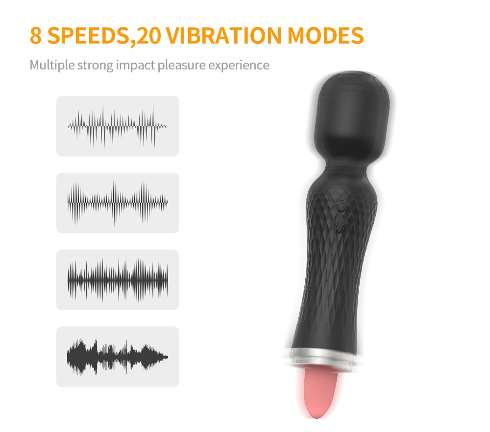 AV Wand with Tongue Licking Double Ended Vibrator