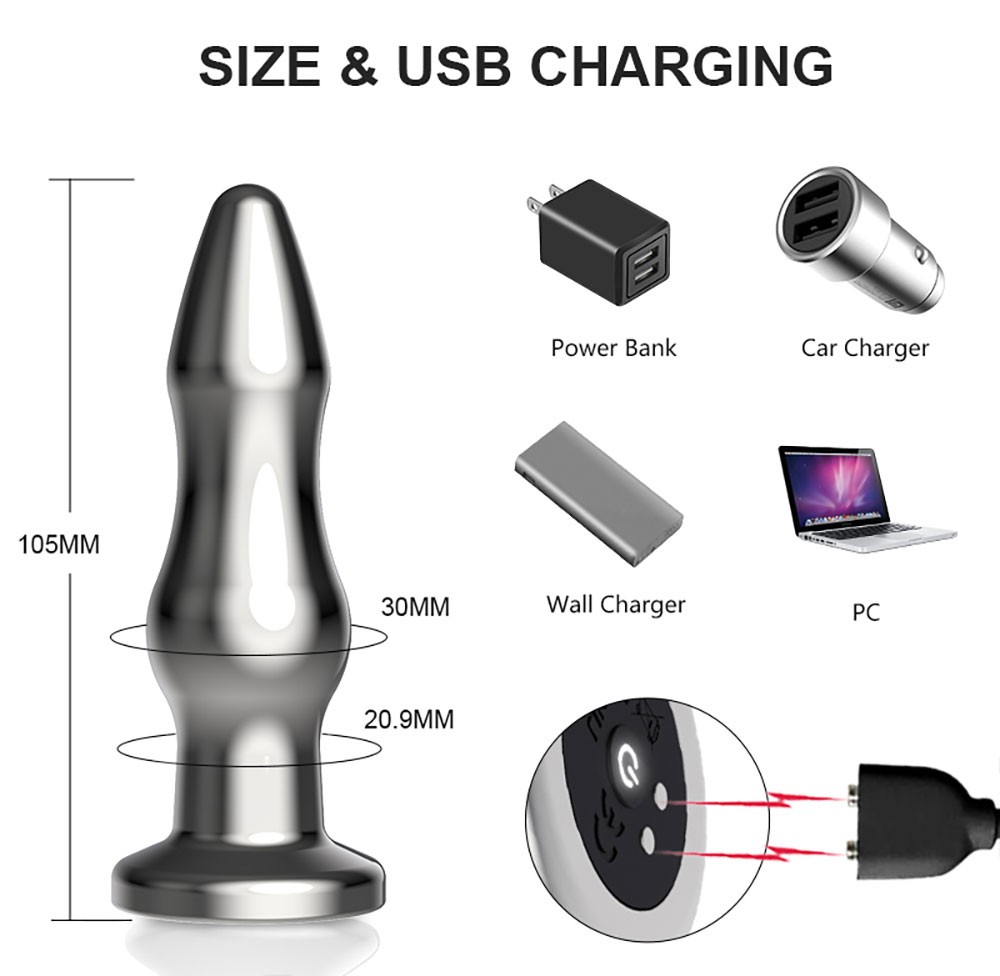 Metal Vibrating Anal Plug Magnetic Rechargeable1234
