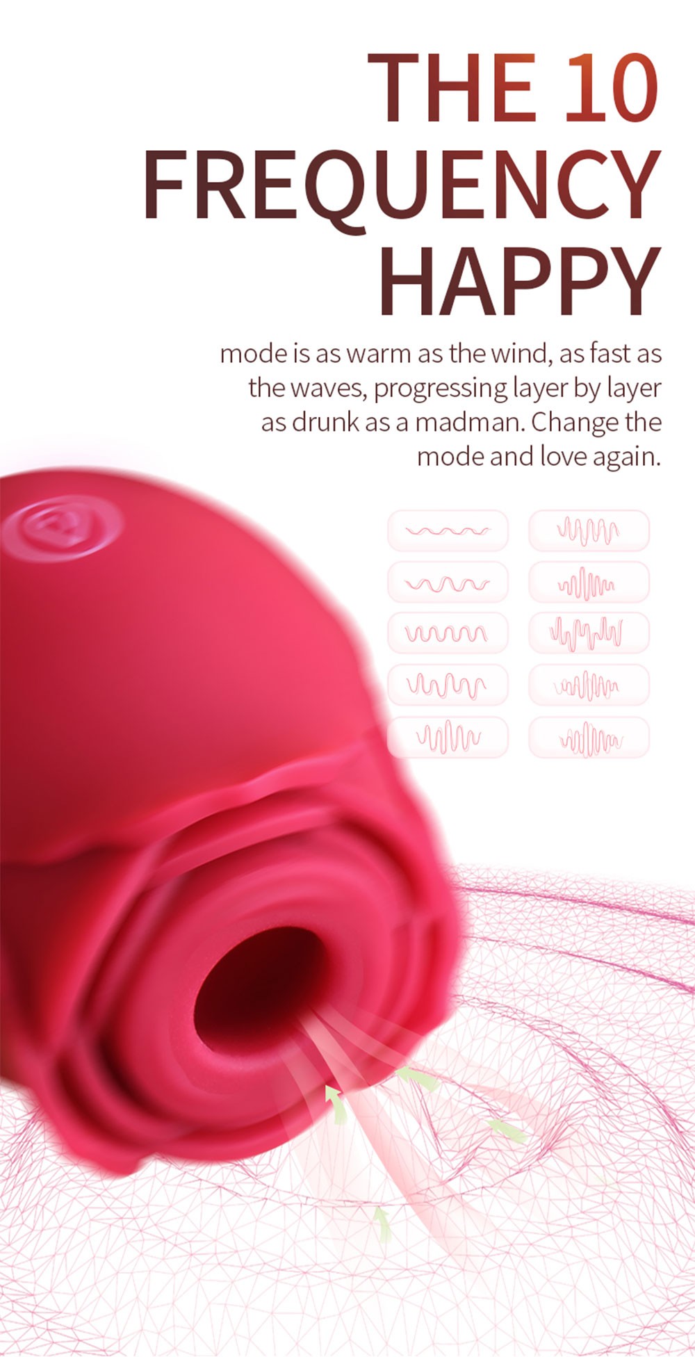 Rose Suction Vibrator with 10 Vibrating Modes