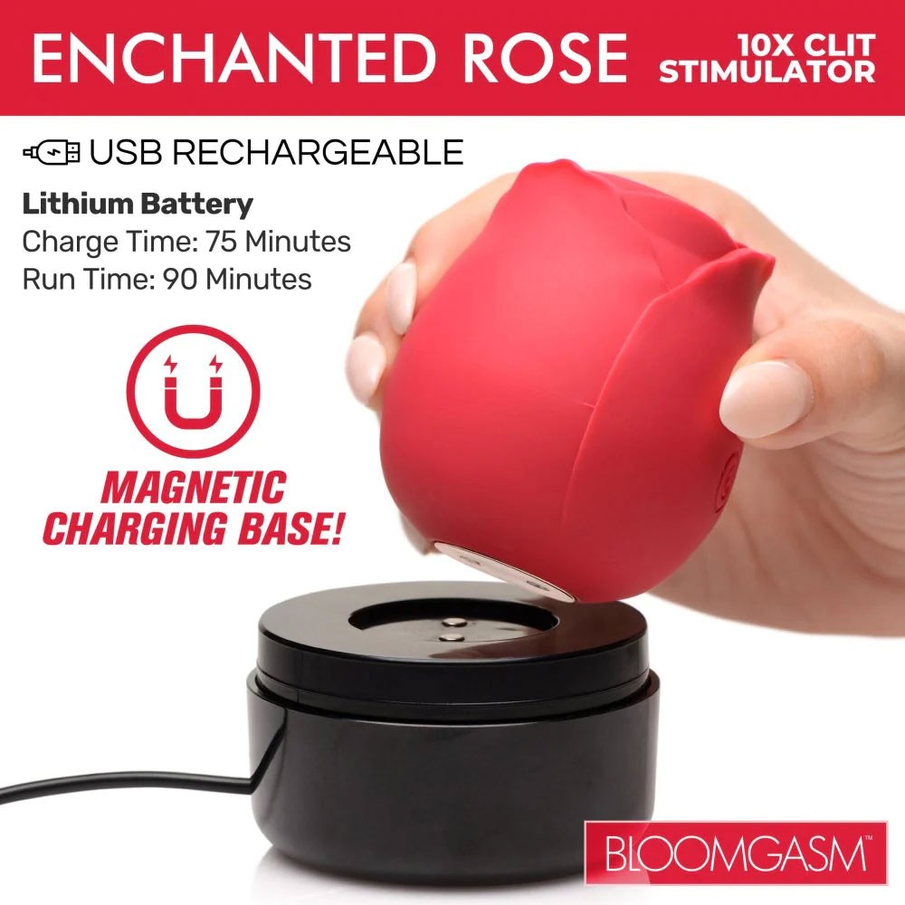 XR Brands Enchanted Rose 10X Clit Stimulator with Case