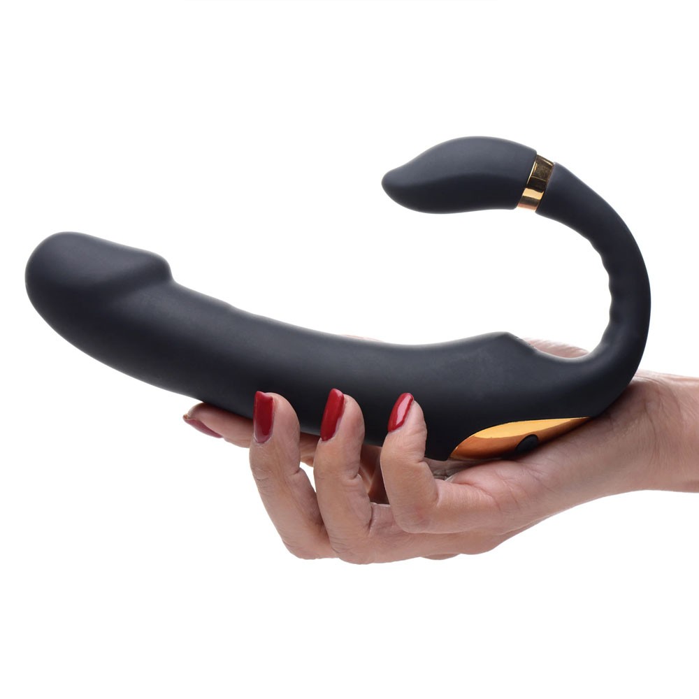 10X Pleasure Pose Come Hither Silicone Vibrator with Poseable Clit Stimulator