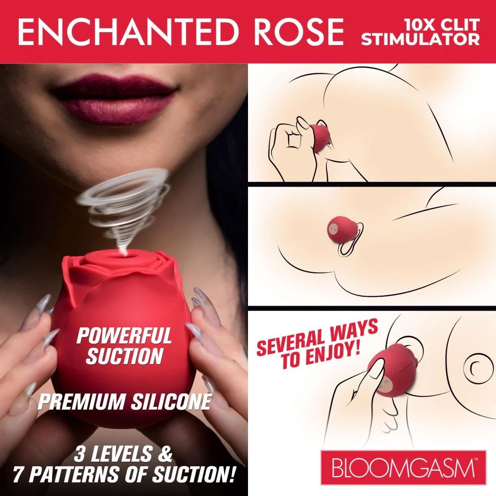 XR Brands Enchanted Rose 10X Clit Stimulator with Case