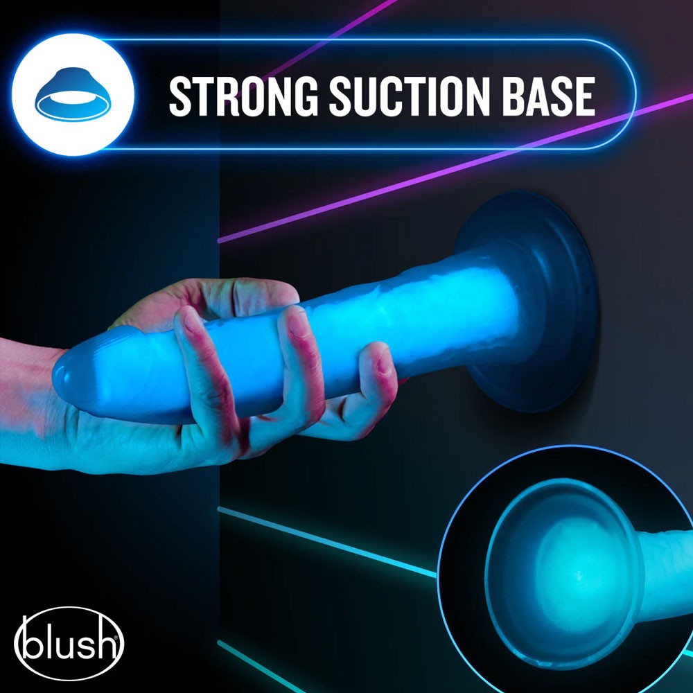 Blush Neo Elite Prysm Glow In The Dark Neon Blue 7 Inch Dual Density Realistic Dildo