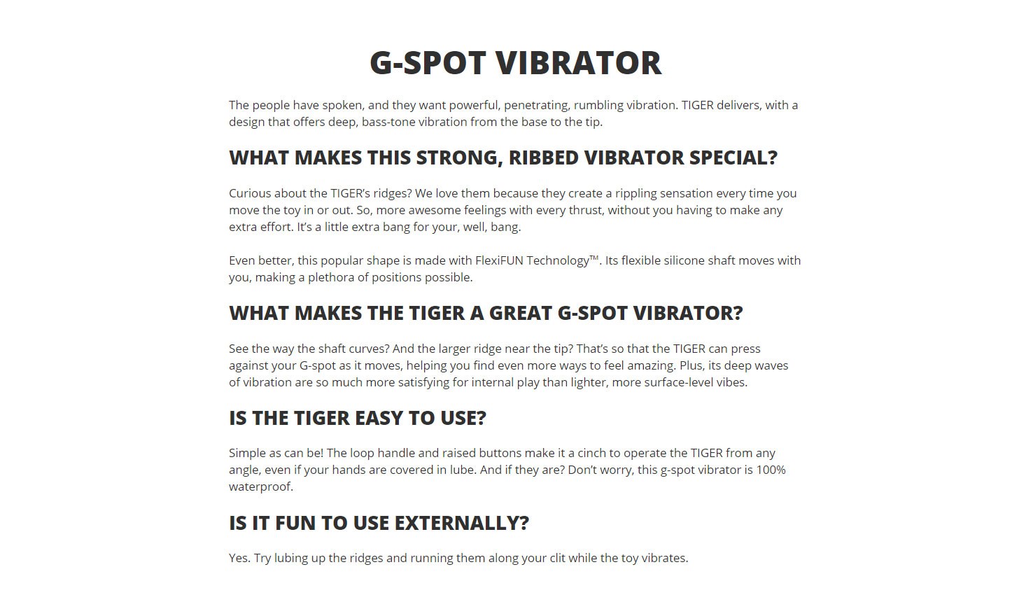 Fun Factory Tiger G5 G-spot Rechargeable Silicone Vibrator