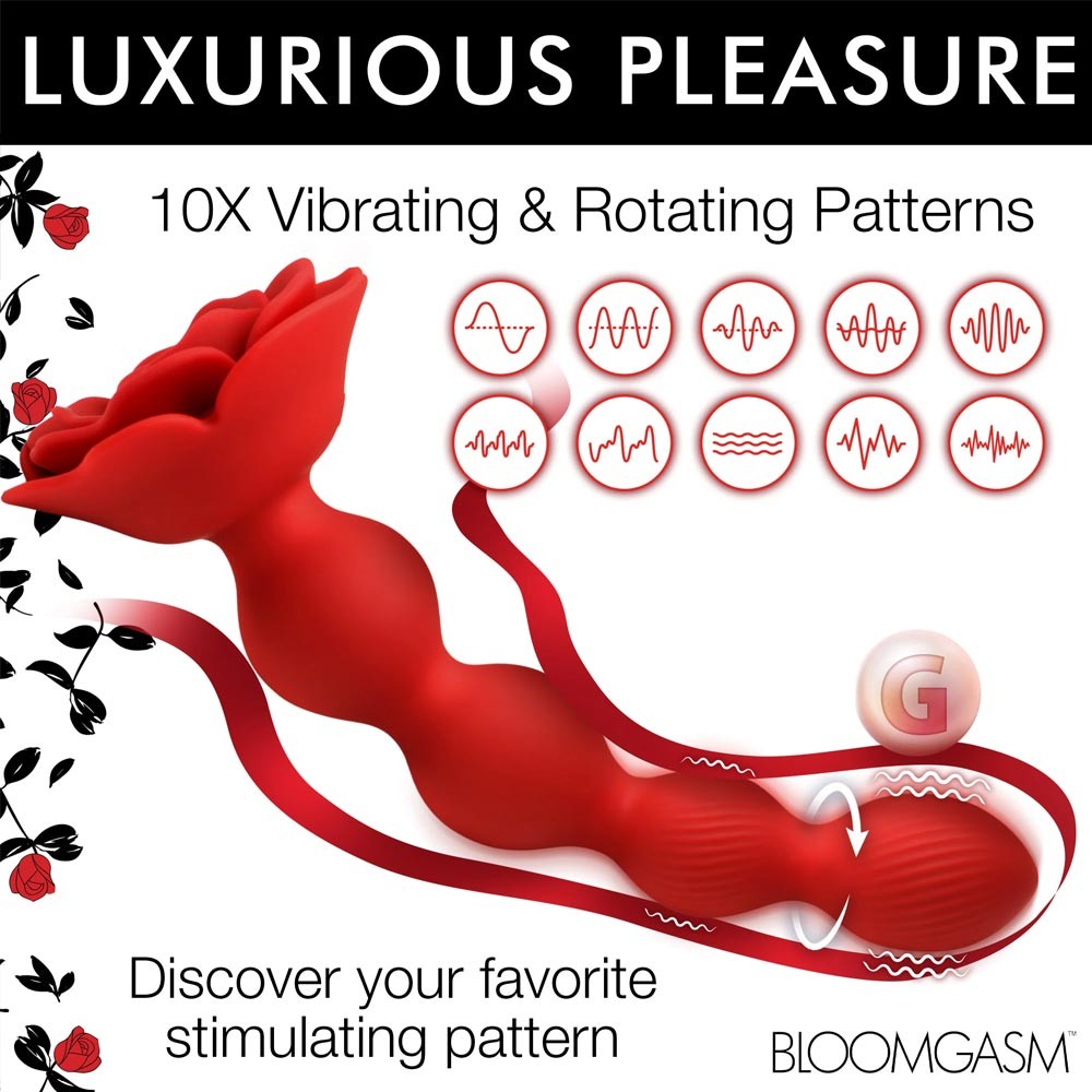 Bloomgasm Rose Twirl 10X Vibrating & Rotating Anal Beads ssssss