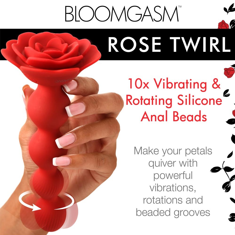 Bloomgasm Rose Twirl 10X Vibrating & Rotating Anal Beads sssssss