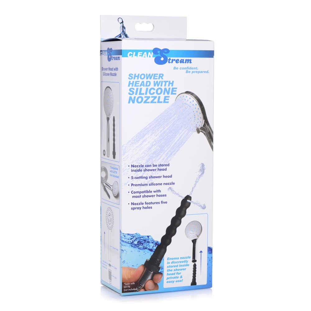 Shower Head with Silicone Enema Nozzle Douche