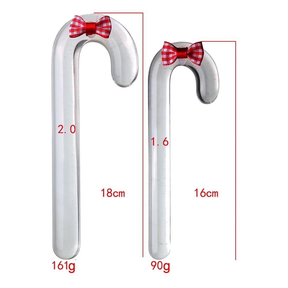 Mini Christmas Candy Cane Clear Crystal Glass Dildo Anal Plug