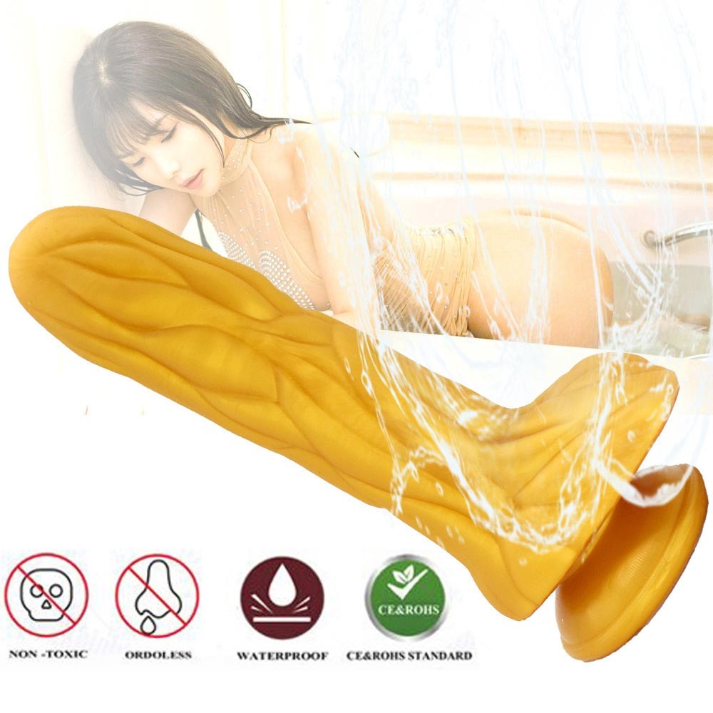 FAAK Bitter Gourd Simulation With Testicles 9 Inch Silicone Dildo