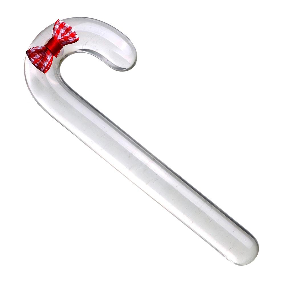 Mini Christmas Candy Cane Clear Crystal Glass Dildo Anal Plug