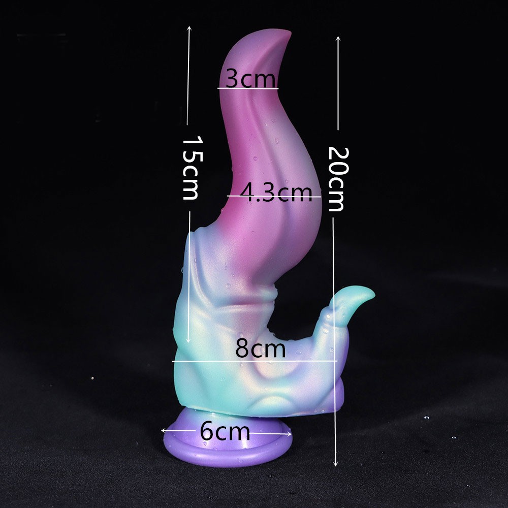 Fantasy Double Tongue Liquid Silicone 7 Inch Dildo with Suction Cup