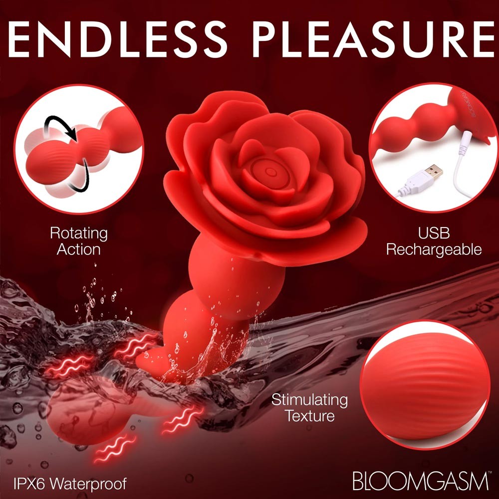 Bloomgasm Rose Twirl 10X Vibrating & Rotating Anal Beads s