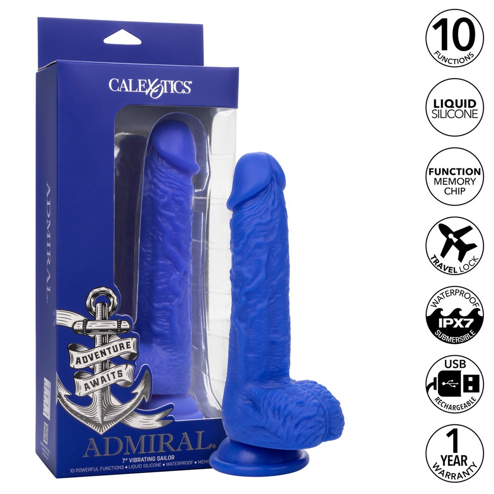 Admiral Vibrating Sailor 7 Inch Silicone Dildo with Suction Cup