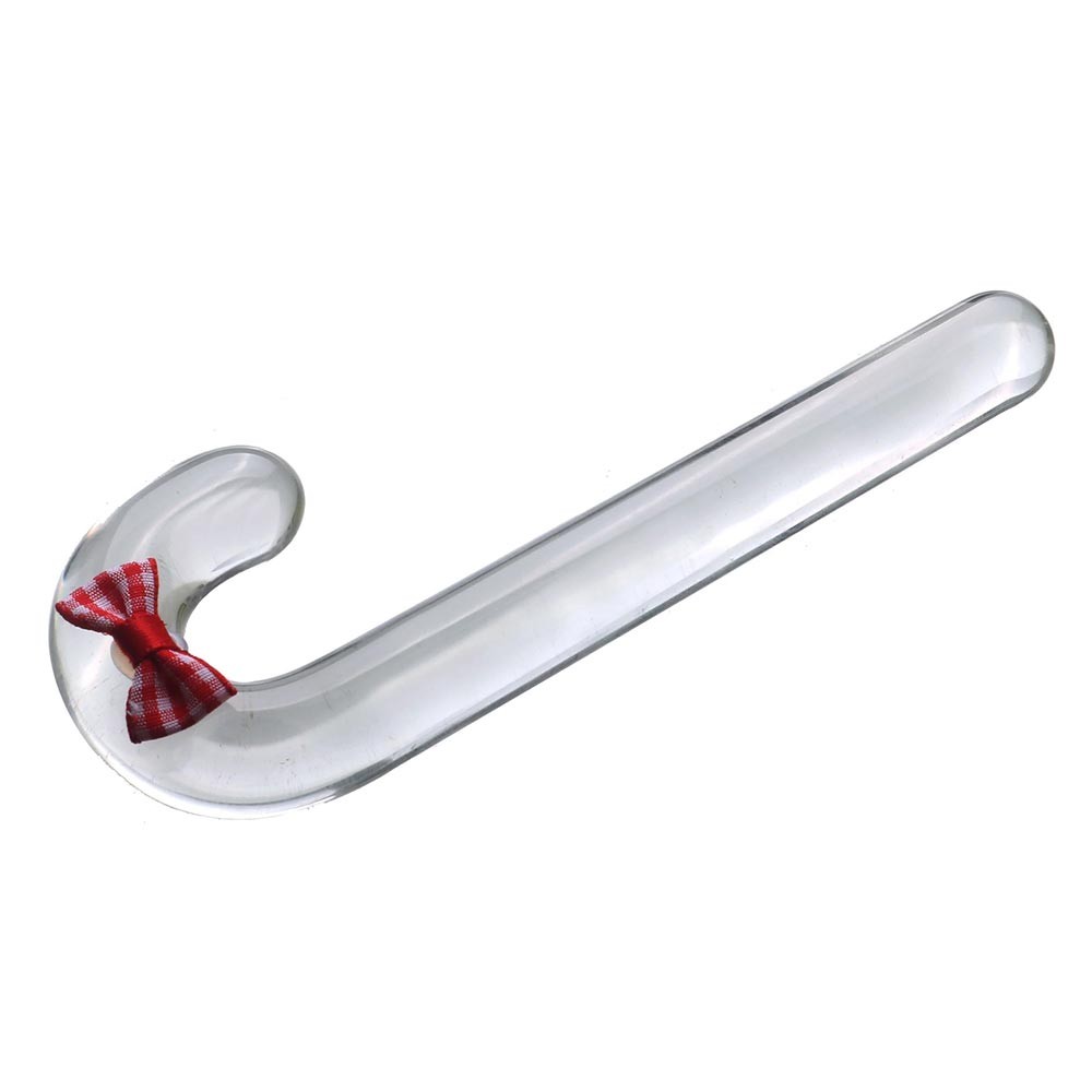 Mini Christmas Candy Cane Clear Crystal Glass Dildo Anal Plug