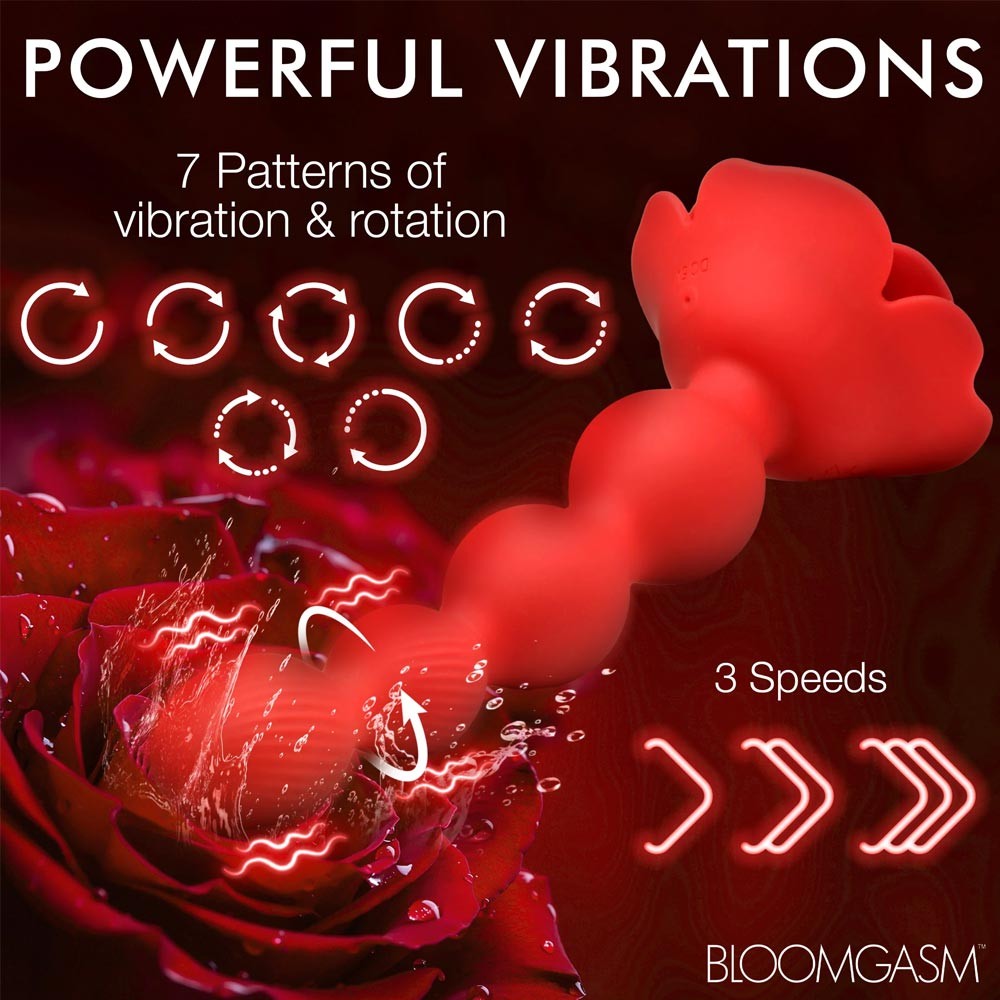 Bloomgasm Rose Twirl 10X Vibrating & Rotating Anal Beads sss