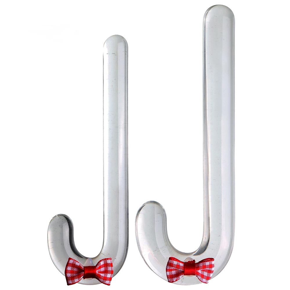 Mini Christmas Candy Cane Clear Crystal Glass Dildo Anal Plug