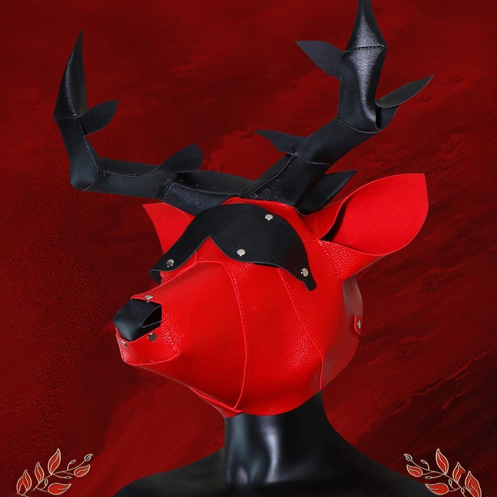 Deer Headgear Bondage Hood Mask for Cosplay SM Game