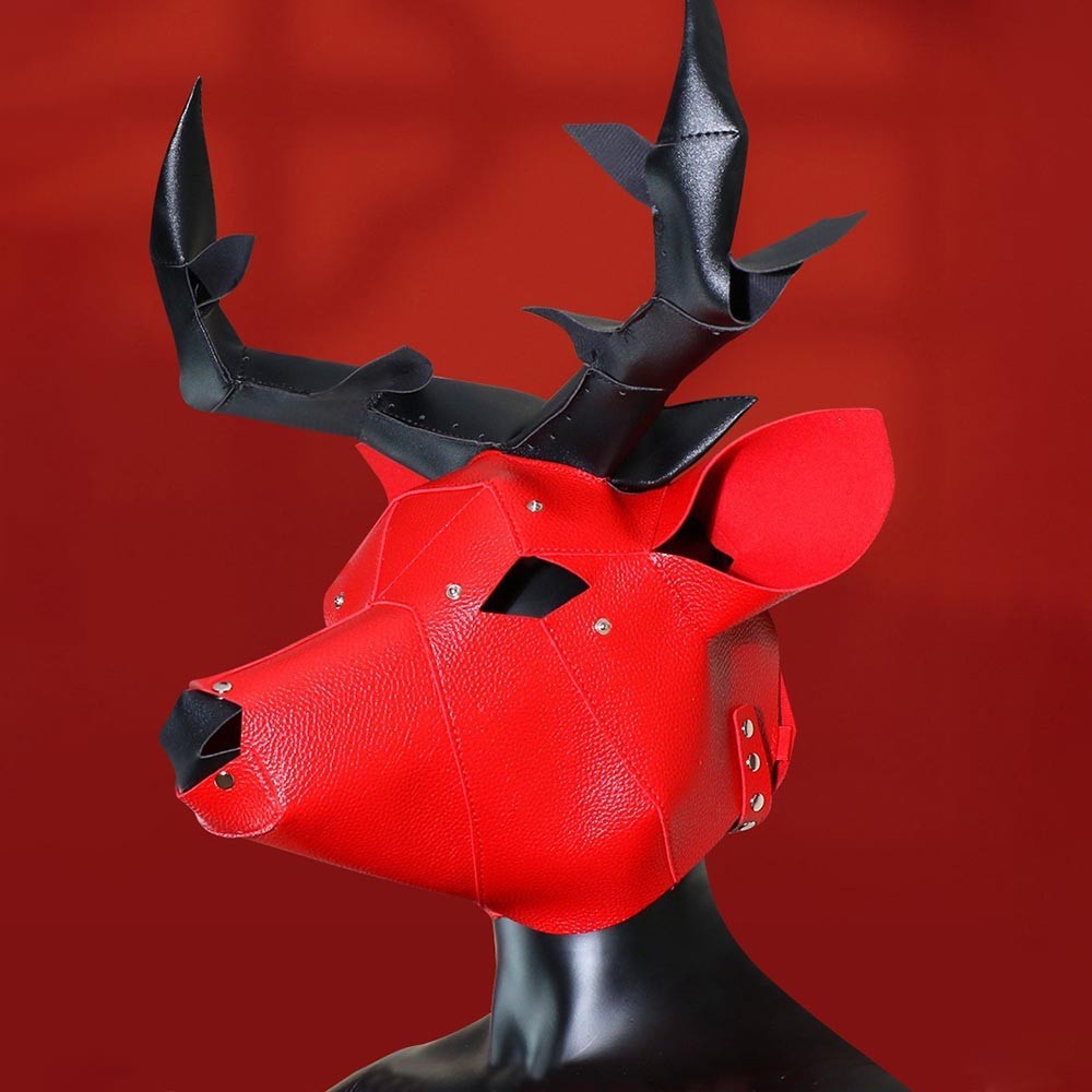Deer Headgear Bondage Hood Mask for Cosplay SM Game