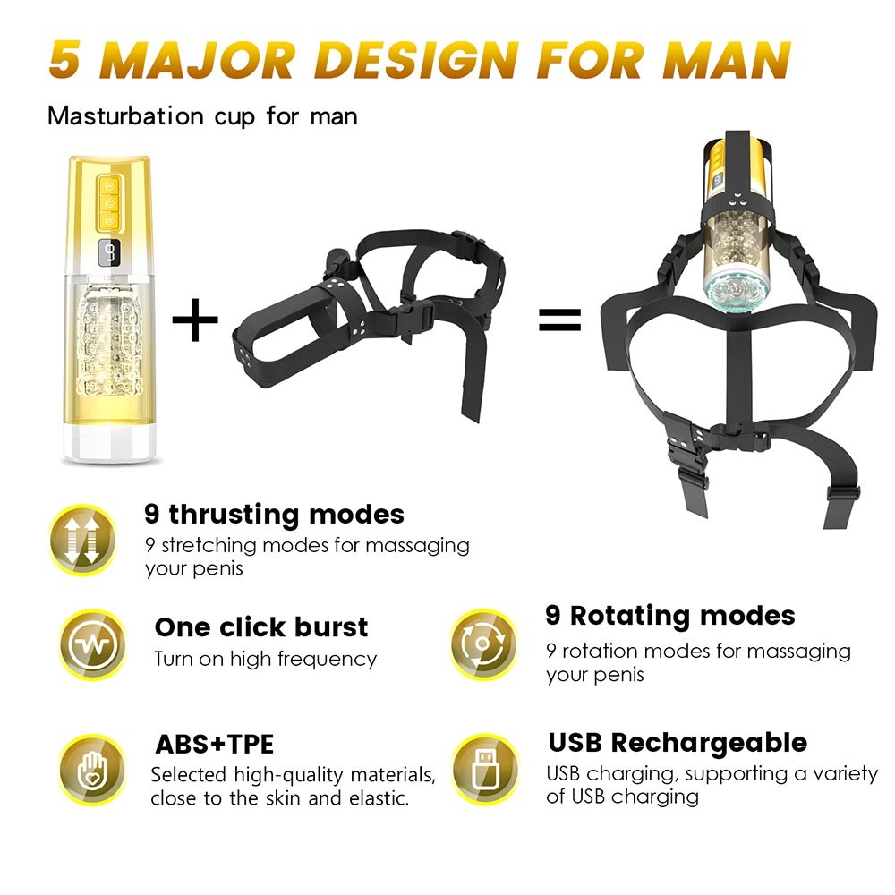 Aierle 9 Thrusting& 9 Rotating Wearable Strap On Masturbator ssss