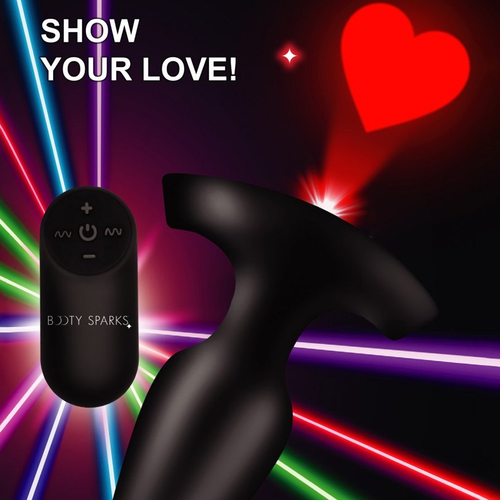 Booty Sparks 28X Laser Heart Anal Plug W- Remote Control