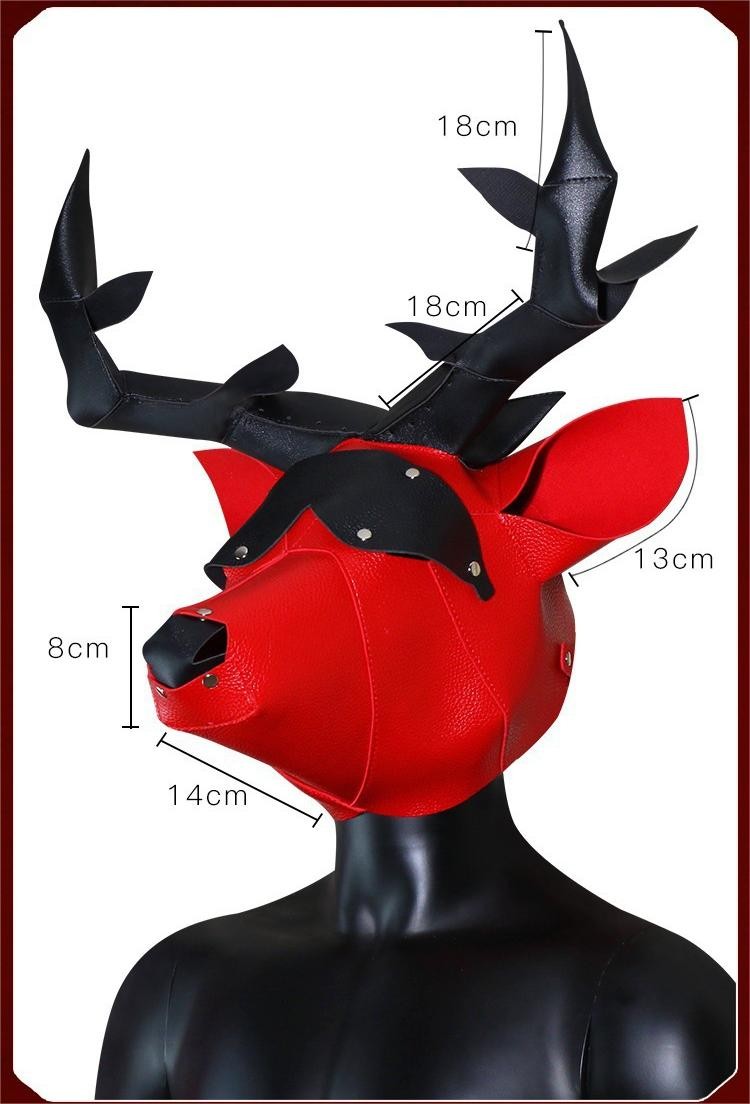 Deer Headgear Bondage Hood Mask for Cosplay SM Game