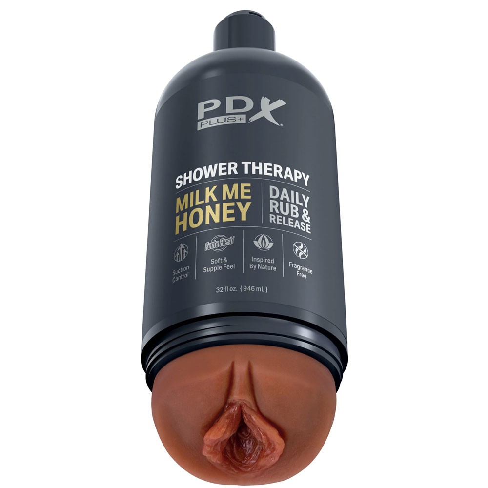 PDX Plus Shower Therapy Milk Me Honey Penis Stroker with Suction Cup