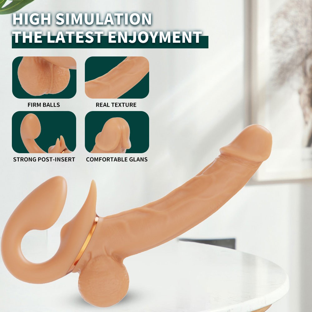 Lesbian Wearable Telescopic Strapless Strap-On Double Ended Vibrating Dildo