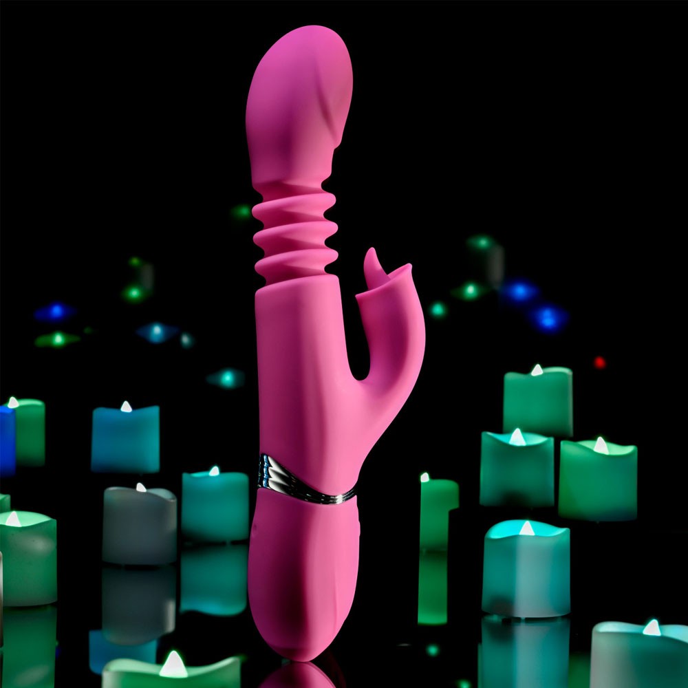 Evolved Novelties Pink Dragon Rabbit Vibrator with Tongue Licking