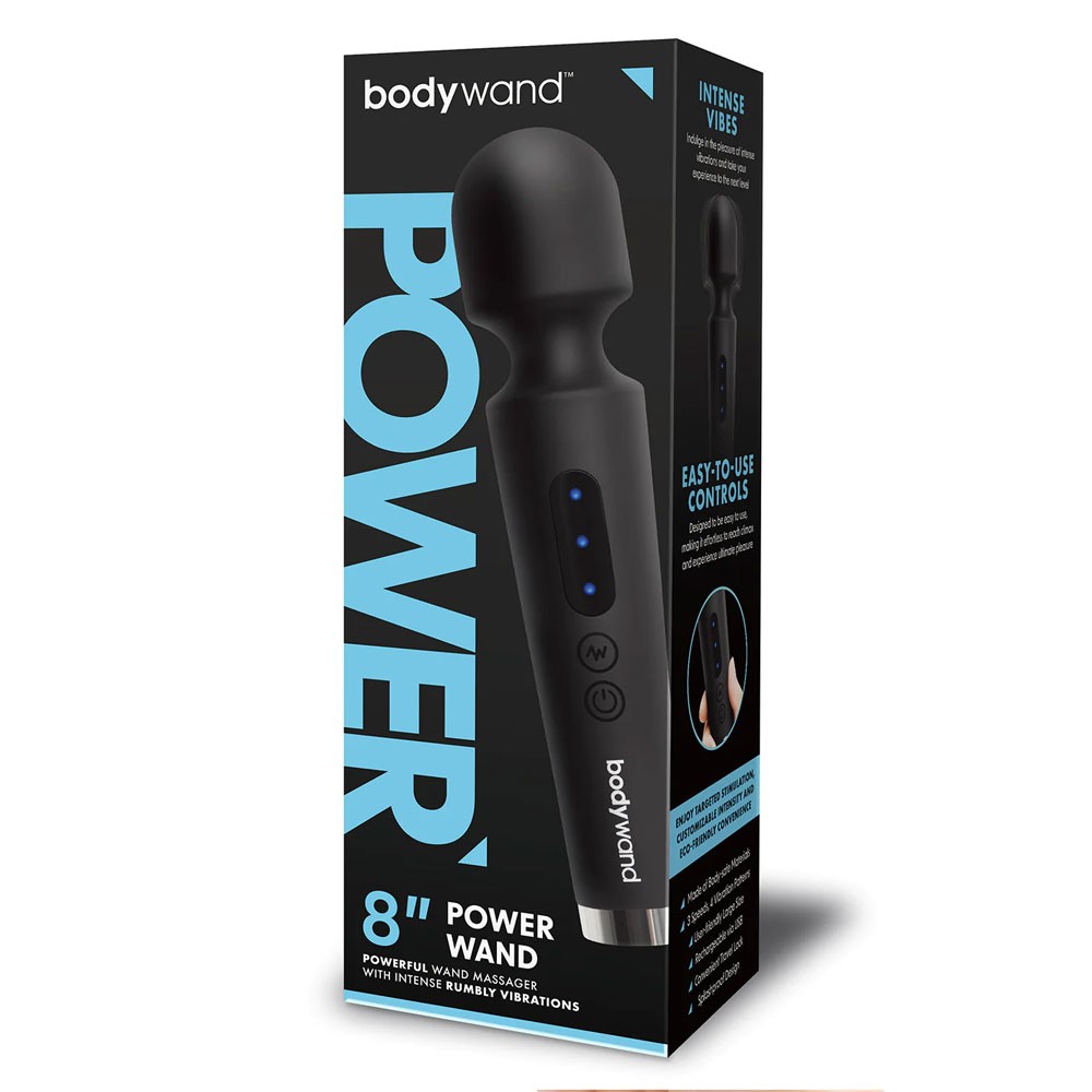 Bodywand 8" Power Wand Black Powerful Massage Vibrator