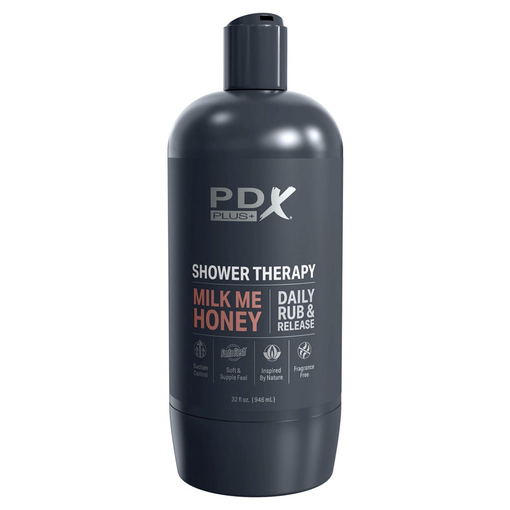 PDX Plus Shower Therapy Milk Me Honey Stroker with Adjustable Suction Cup