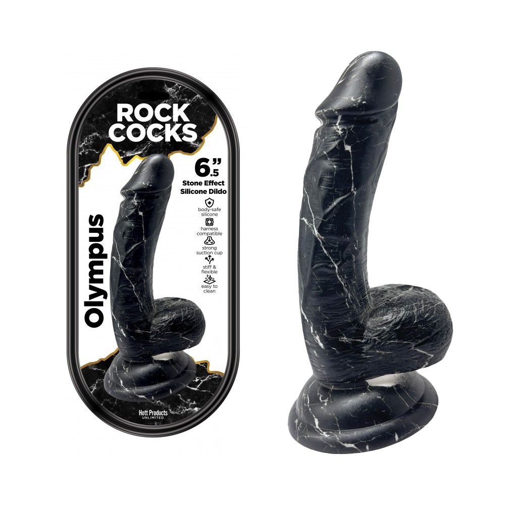 Rock Cocks Olympus Textured Silicone Dildo 6.5 In Textured with Suction Cup