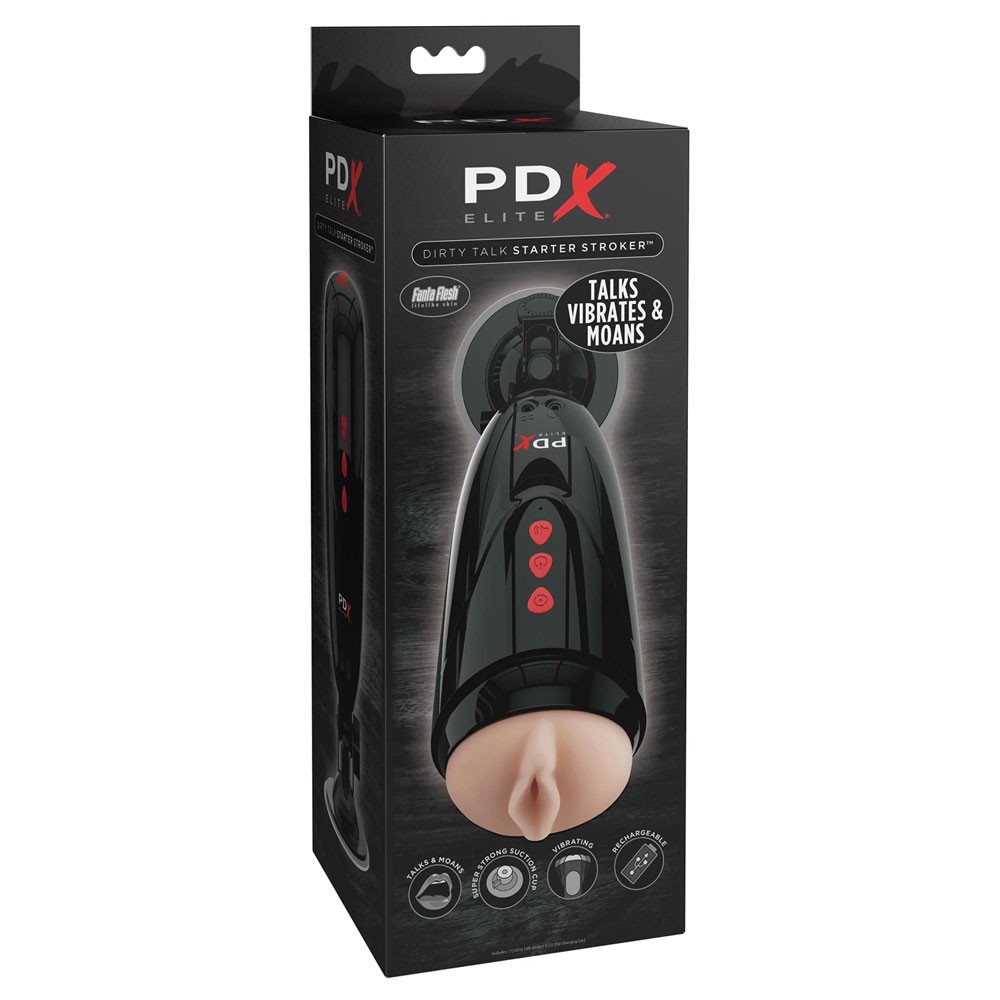 PDX Elite Dirty Talk Starter Vibrating Stroker with Suction Cup
