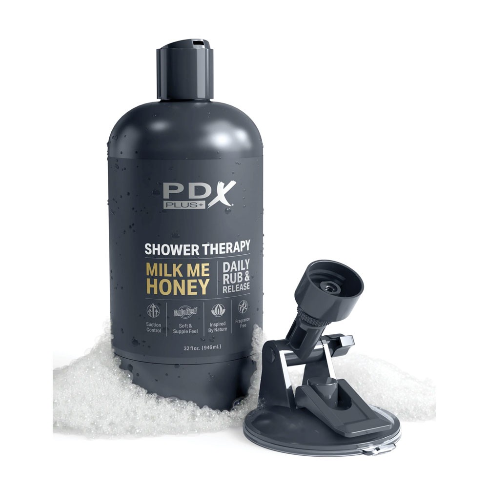 PDX Plus Shower Therapy Milk Me Honey Penis Stroker with Suction Cup